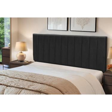 Imagem de Cabeceira Estofados Casal King Quarto 1,95cm Lilian Suede Preto Madelina Decor