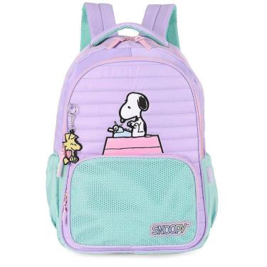Imagem de Mochila de Costas Luxcel Snoopy Roxo e Verde-Feminino