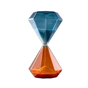 Imagem de Falytemow Temporizador de areia de vidro translúcido de ampulheta de duas cores para ensino de dentes de escovação de cozinha (5 minutos, diamante)