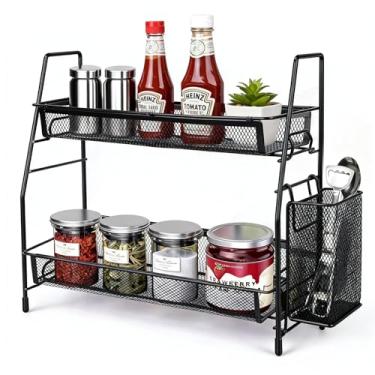 Imagem de Kaixin Rabbit Rack de armazenamento de bancada de cozinha, organizador de especiarias, organizador de balcão de banheiro, rack de armazenamento ao lado da pia, rack de armazenamento de camada dupla de