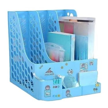 Imagem de Porta Livros e Organizador - Acabe com a Bagunça em Estantes e Mesas, Suporte para Separar Livros, Cadernos e Documentos com Estilo(2,(ORGRQ2023) AZUL)