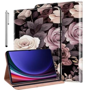 Imagem de ALILANG Capa para Samsung Galaxy Tab S11 Ultra 5G 2025/S10 Ultra 2024/S9 Ultra 2023/S8 Ultra 2022 37.1 cm, capa dobrável de couro PU à prova de choque com suporte para cartão e porta-caneta - Rosa