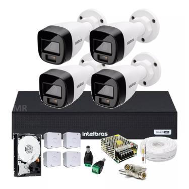 Imagem de Kit 4 Cam Intelbras F. Color C/ Audio , Dvr 8ch 1108-c 1Tb