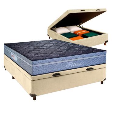Imagem de Cama Box Bau + Colchão Casal Molas Ensacadas Petrus Paropas