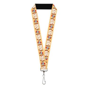 Imagem de Buckle-Down The Smurfs Lanyard, Papa Smurf Running Pose and Text Beige Multi Color, Elastic