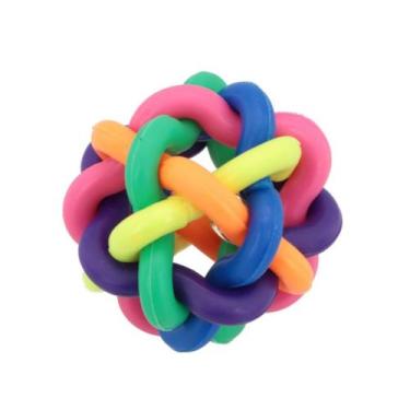 Imagem de Bolinha Pet Borracha TPR Trançada com Sininho Lovely Vibe, 5,5 cm, tra
