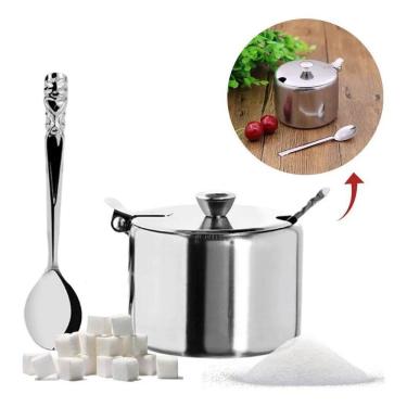 Imagem de Açucareiro Aço Inox Com Tampa E Colher 250G