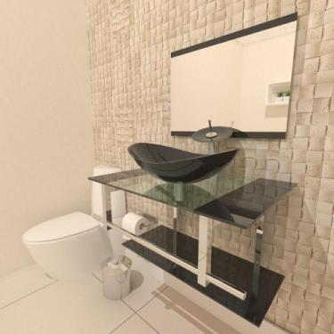 Imagem de Gabinete de Vidro 70cm para Banheiro Irlanda - EKASA, Preto