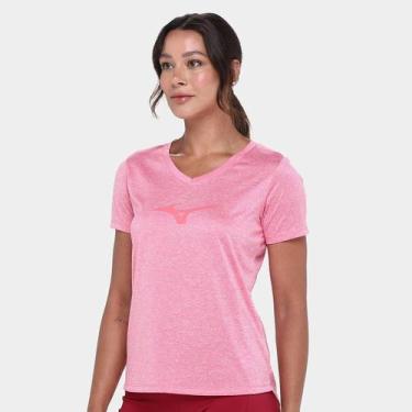 Imagem de Camiseta Mizuno Spark Big Logo Feminina, Cinza, Rosa, P