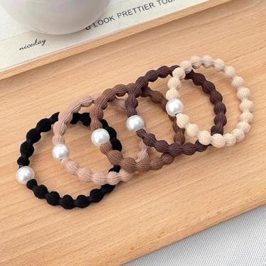 Imagem de 10 peças de nylon de alta elasticidade laços de cabelo contas pérolas faixa de cabelo durável anéis de cabelo grosso corda acessórios acessórios (mistos #A-10 peças)