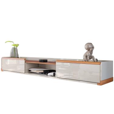 Imagem de Rack Bancada Suspensa Para Tv De Até 70 2 Gavetas Ares 1.8 Off White-jequitiba