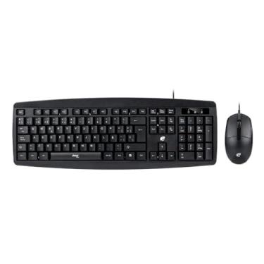 Imagem de Teclado e Mouse Com Fio, Conjunto Para Computador, Design Ergonômico, Teclas Padrão ABNT2, Mouse Óptico USB, Cor Preta