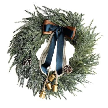 Imagem de KiBcsLic Guirlanda de Natal, decoração de guirlanda de Natal, decoração de parede de Natal, folhas verdes, enfeite de porta, de porta da frente para jardim