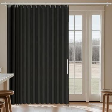 Imagem de Jilron Cortinas de porta deslizante, cortinas blackout, portas sanfonadas, interiores, pátio, porta, cortina de vidro deslizante, persianas verticais (preto 248 cm L x 198 cm C)