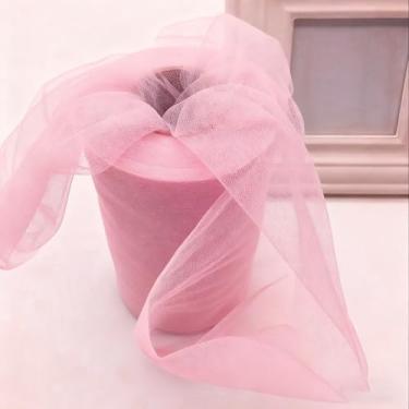 Imagem de 1 rolo de tule decorativo fosco rosa, tecido de rede de 15 cm x 100 metros para vestido tutu / decoração de festa