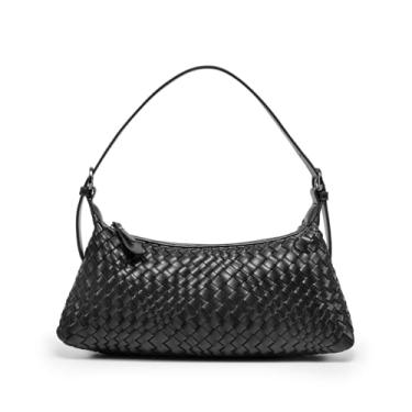 Imagem de MELOLILA Bolsa tiracolo de tecido pequena bolsa trançada feminina, Preto, Casual