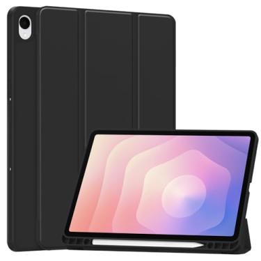 Imagem de Capa para tablet Samsung Galaxy Tab S11 de 11 polegadas – Capa protetora de TPU premium com suporte dobrável, compartimento para caneta de cor contrastante, hibernar/despertar automático, fina, leve