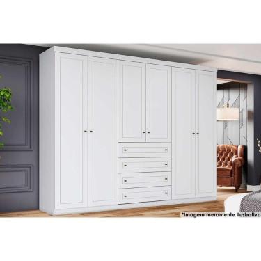 Imagem de Guarda Roupa Casal 6 Portas E 4 Gavetas Americano Branco - Henn
