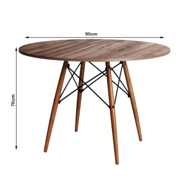 Imagem de Conjunto De Mesa Eiffel Redondo Tampo De Madeira 90Cm Amêndoa Com 4 Cadeiras Katrina Off White
