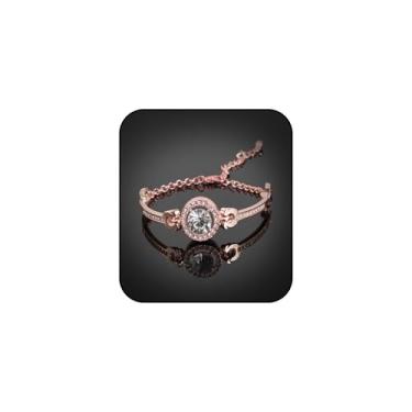 Imagem de Topty Pulseira feminina de tênis de zircônia cúbica, banhada a ouro branco, pulseira deslizante de cristal CZ ajustável, design clássico ajustável, prata ouro rosa, Medium, Aço inoxidável, Sem Pedra
