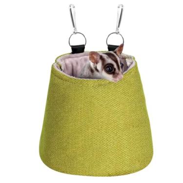 Imagem de MiOYOOW Bolsa de dormir Sugar Glider, cama de ninho de esquilo quente, para pendurar para animais pequenos, cama de rede para planador de açúcar, rato, esquilo, ouriço, hamster