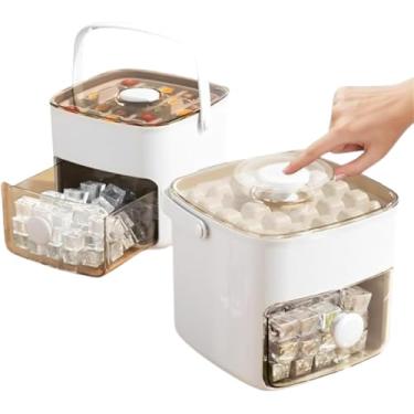 Imagem de Dispenser Organizador de Gelo 2 em 1, Caixa com Gavetas Modulares, Recipiente para Armazenamento de Gelo em Cubos, Branco