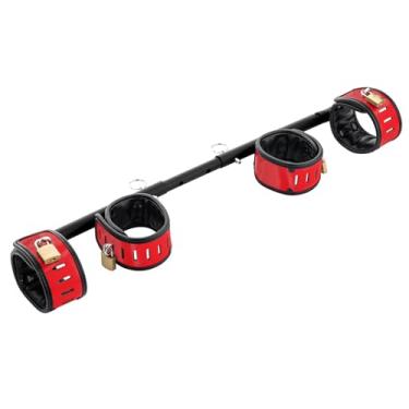 Imagem de Barra de aço inoxidável giratória, resistente, equipamento de ginástica em casa com 4 alças acolchoadas ajustáveis de poliuretano peludo para treinamento físico, kit de acessórios de pilates e ioga