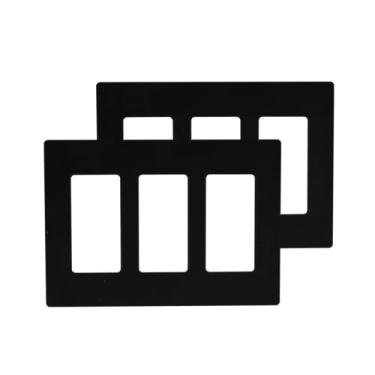 Imagem de HIITIO Placas de parede com design sem parafusos, placas de interruptor de segurança certificadas UL, modernas capas de interruptor de luz preto fosco duráveis e ajustadas pacote com 2