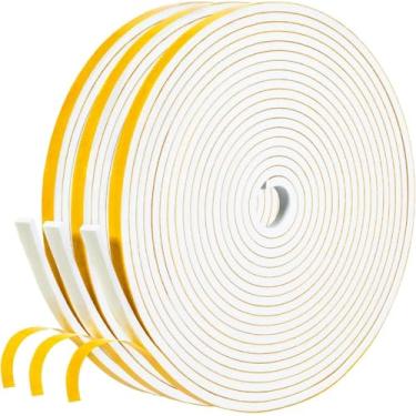 Imagem de Faixa de vedação de porta de decapagem climática, fita de espuma autoadesiva, tira de vedação contra clima, para vedação de lacuna, 1/10.2 cm x 1/20.3 cm x 50Ft branca
