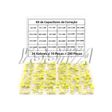 Imagem de Kit De Capacitores De Correção Sortidos 240 Peças 100V 102J-105J 24 Va