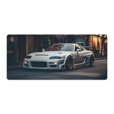 Imagem de Carro modificado branco Rx7 flores de rua JDM mesa mesa mouse pad antiderrapante grande material de escritório tapete de mesa impermeável borracha mesa mesa pad para escritório jogo casa 40 x 90 cm