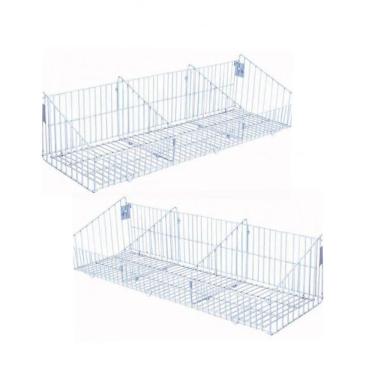 Imagem de Kit - 2 Cestos Com Divisórias 91x30 Branco New Plus - Sa Gôndolas