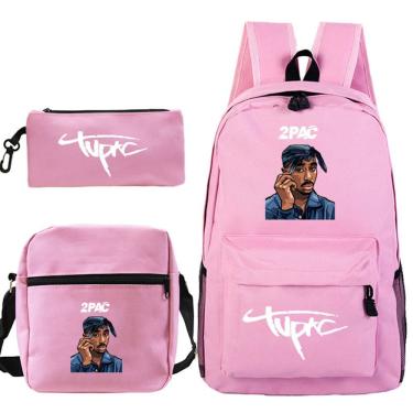 Imagem de Conjunto de mochilas Tupacs Cartoon Kids School Nylon 3 unidades