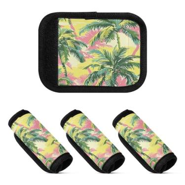 Imagem de Qilmy Palmeiras tropicais bagagem alça envoltório pacote 4 identificadores de bagagem etiqueta pega conforto capa para carrinho mala mala avião acessórios de viagem 1569