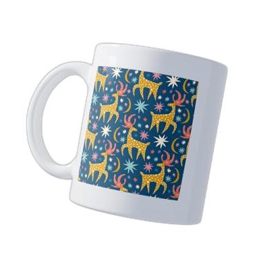 Imagem de Caneca Xícara Café Porcelana 300ml Com Desenho Natal Doodle