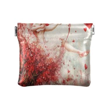 Imagem de Burbuja Bolsa feminina de couro portátil para tirar cupido dos namorados, porta-moedas, batom, organizador de cosméticos