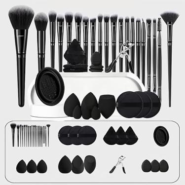 Imagem de Conjunto de 37 pincéis de maquiagem e esponjas de maquiagem para líquido, creme e pó - polido, mistura e pincel facial