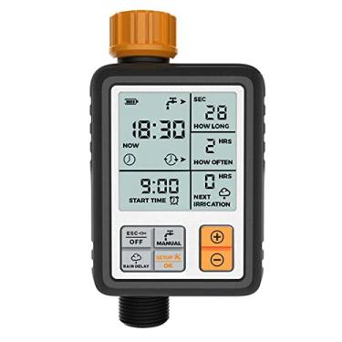 Imagem de Timer de Irrigação com Tela Grande Digital IPX5 Impact- Wear- para Jardinete Jardim Mangueira Torneira Modo Manual Programa Automática Sistemas Aspersão por Gotejamento