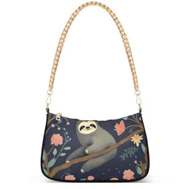 Imagem de Bolsa feminina com pintura Regatta Claude Monet Hobo Party Clutch feminina moderna com corrente sobre ombro, Linda estampa floral de preguiça
