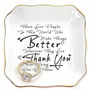 Imagem de Presentes de agradecimento para colega de trabalho, professor, enfermeira, bandeja de bugigangas de cerâmica com citação inspiradora de agradecimento, suporte de joias para mulheres, homens, Natal