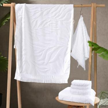 Imagem de Conjunto de toalhas de banheiro jacquard de luxo - pacote com 6 (2 banheiros 70 x 139 cm, 2 mãos 40 x 76 cm, 2 lavagens 33 x 33 cm), extra grande | 100% algodão | ultra-absorvente | 520 g/m2 espesso