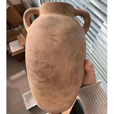 Imagem de Vaso de cerâmica marrom - vaso decorativo boêmio, vasos altos de terracota e cerâmica decorativa são adequados para decorar salas de estar, cozinhas e quartos.