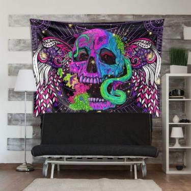 Imagem de Tapeçaria de Halloween Skeleton Man, colorida, 150x130cm, microtecido 