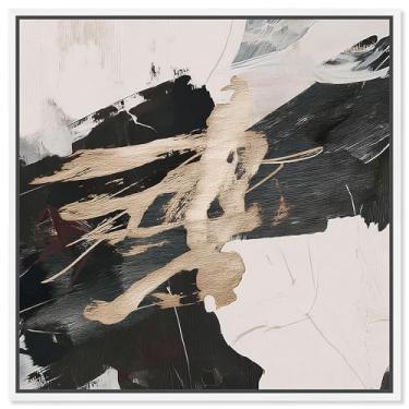 Imagem de Arte de parede dourada com impressão em tela Golden Fracture V por Art Remedy, moldura branca, 61 x 61 cm