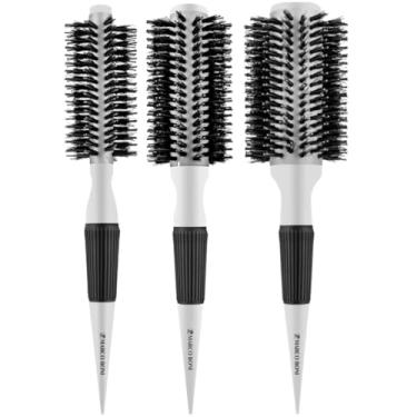 Imagem de Kit 3 Escova De Cabelo Marco Boni Branca Profissional Termica Ceramica Cerdas Javali 46 55 65mm