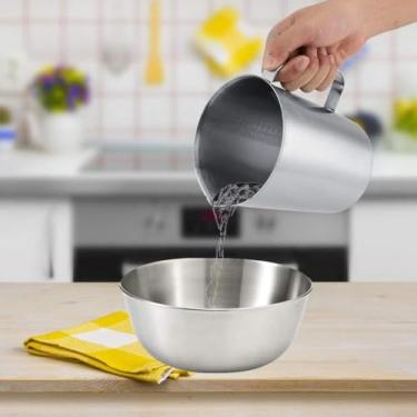 Imagem de Copo Medidor de Aço Inoxidável Grande Jarra para Espuma Leite Arte Café Latte Bico Sem Gotejamento -ferrugem Calibração Clara Cabo Ergonômico Ferramen