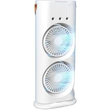 Imagem de Mini Climatizador de Ar Portátil, 3 em 1 Umidificador e Purificador, LED Duplo Reservatório 280ml, USB 10W, Controle de Velocidade, 37x16.5x7.5cm
