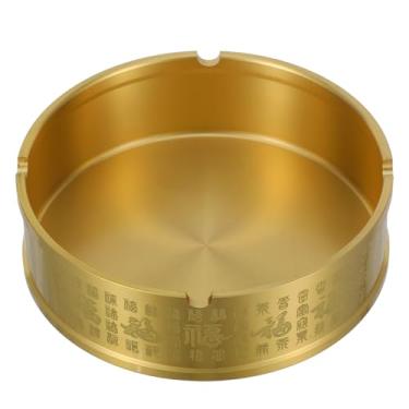 Imagem de TOYANDONA Cinzeiro de latão vintage redondo para defumador para homens uso no jardim e no pátio artesanato em latão artístico brilhoso decorativo tigela chave e prato de bugiganga para escritório em