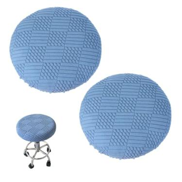 Imagem de PENCK Capas de banco redondas, macias e confortáveis, capa de banco de bar elástica, capas laváveis para bancos de bar, cadeiras e mesa de maquiagem de 28 a 48 cm (azul)
