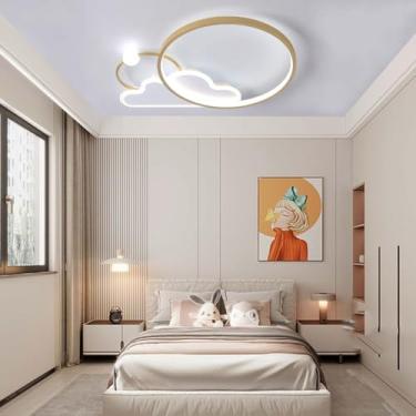 Imagem de Luminária de teto LED dimerizável com controle remoto, temperatura de cor de 3000k a 6000k, 30W/38W, 40 * 6CM/50 * 6CM, em acrílico e alumínio, ideal para quarto infantil, sala de estar, corredo